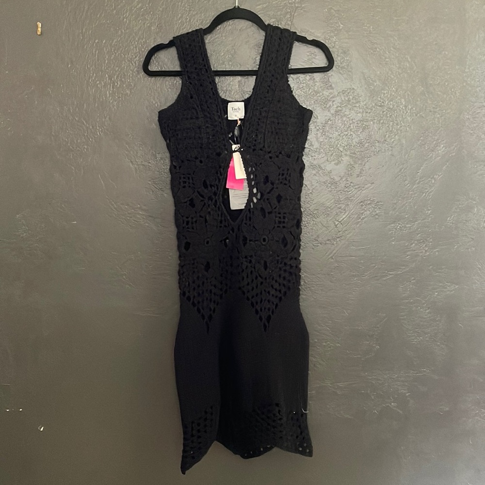 Knit black cover up dress